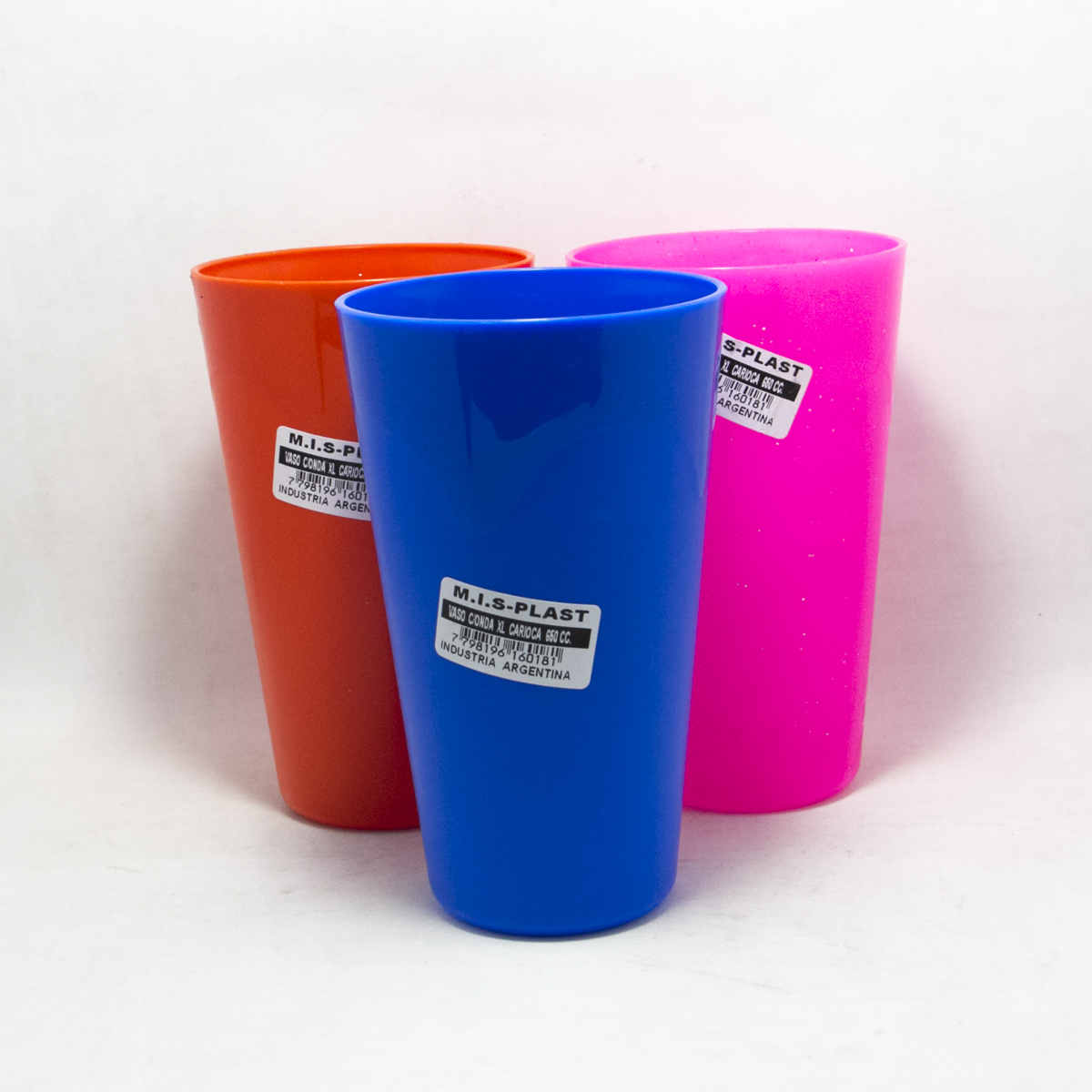 VASO PLASTICO TRAGO LARGO COLORES 650CC
