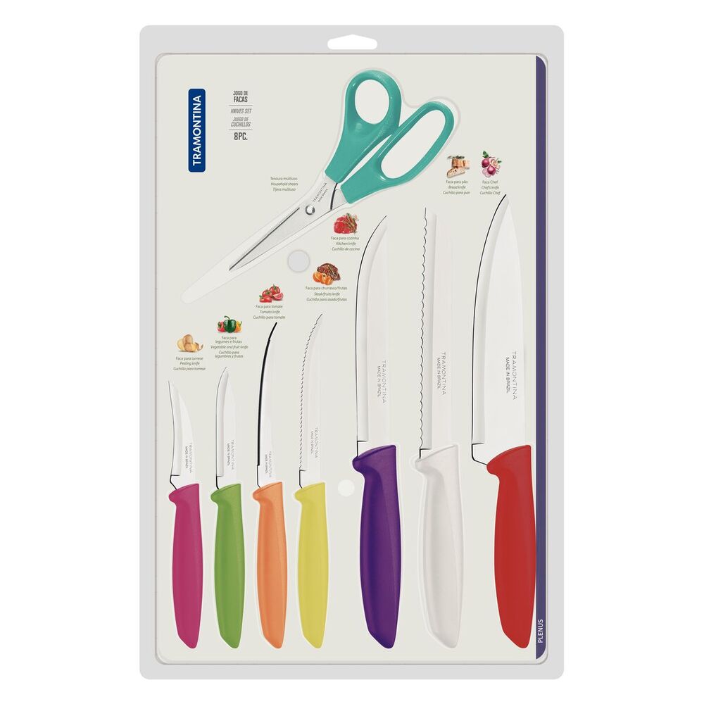 CUCHILLO TRAMONTINA SET X 8 PIEZAS EN BLISTER