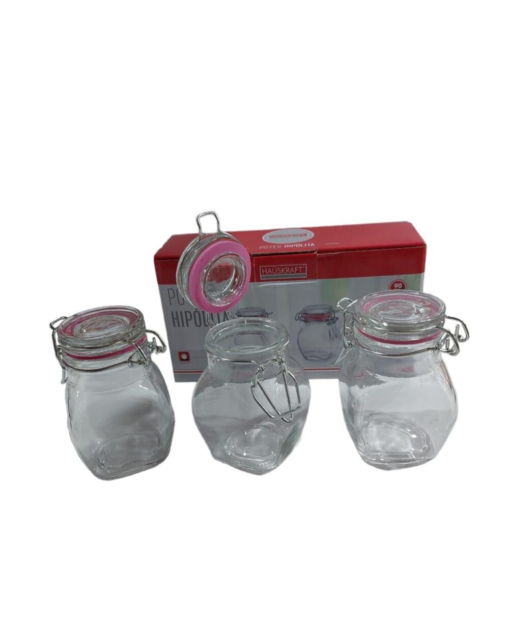 FRASCO VIDRIO X 3 UNIDADES EN CAJA 90ML CIERRE HERMETICO