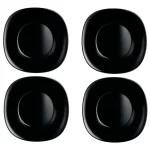 PLATO CUADRADO POSTRE OPALINA NEGRO 21CM