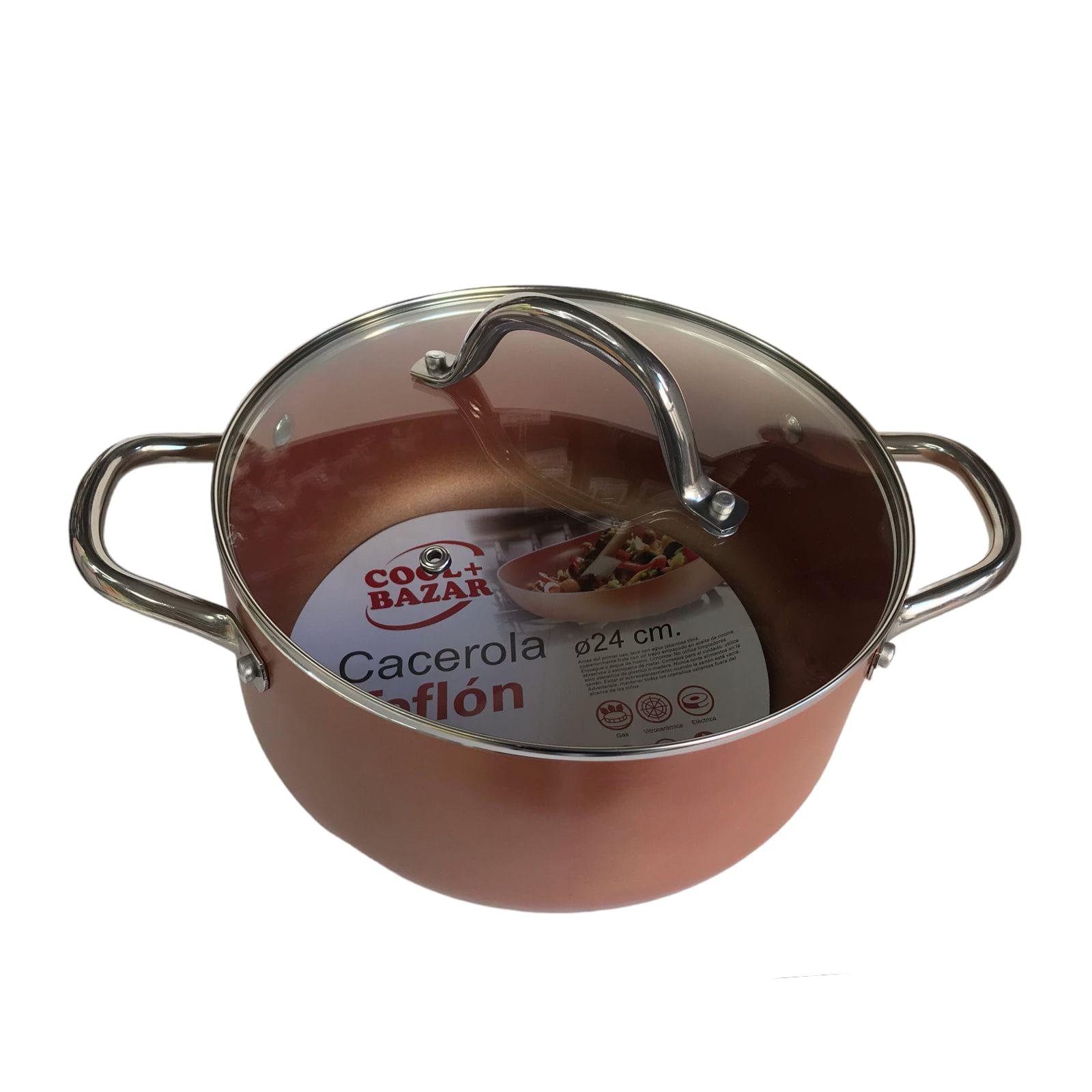 CACEROLA TEFLON ANTIADHERENTE COLOR COBRE N*24