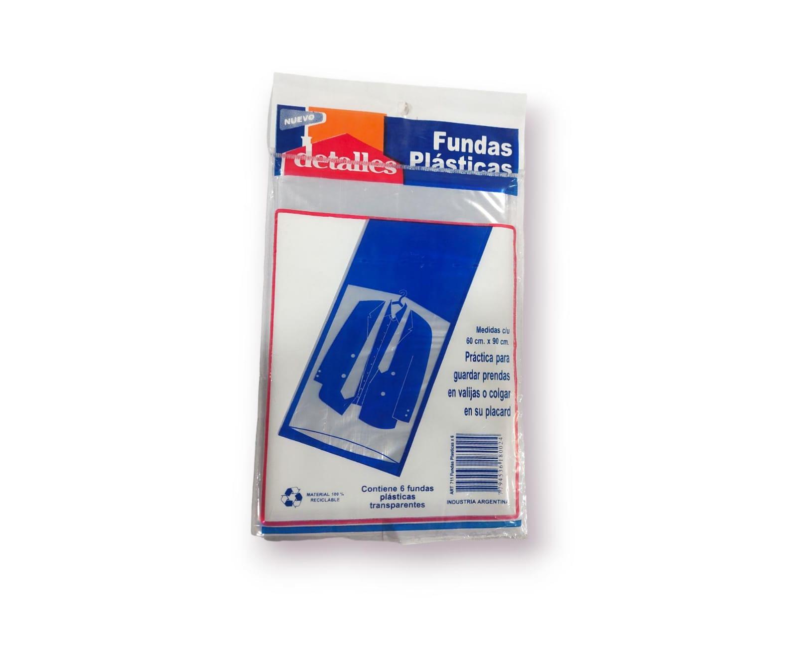 FUNDA PLASTICA PARA TRAJE X 6 UNIDADES 60CM X 90CM