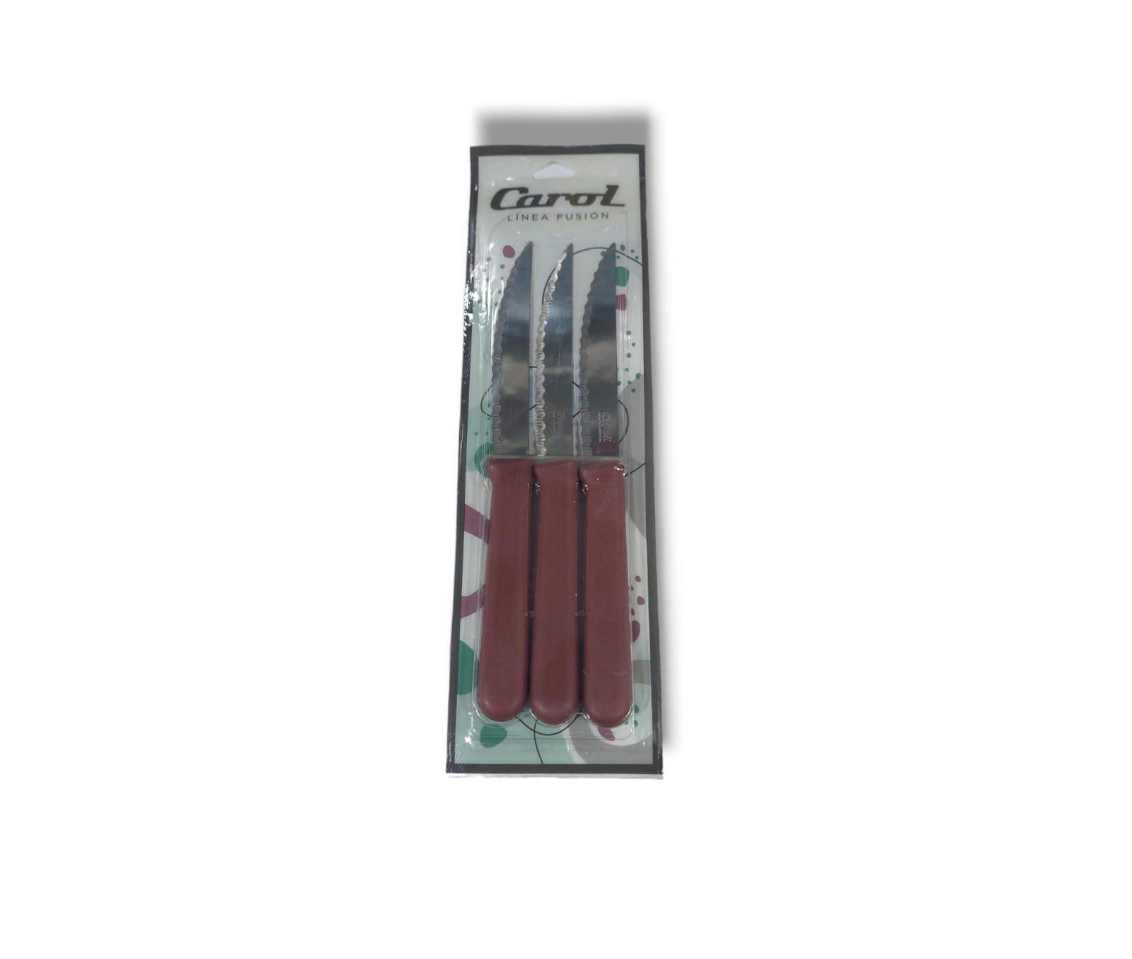 CUCHILLO CAROL X 3 UNIDADES COLOR BORDO