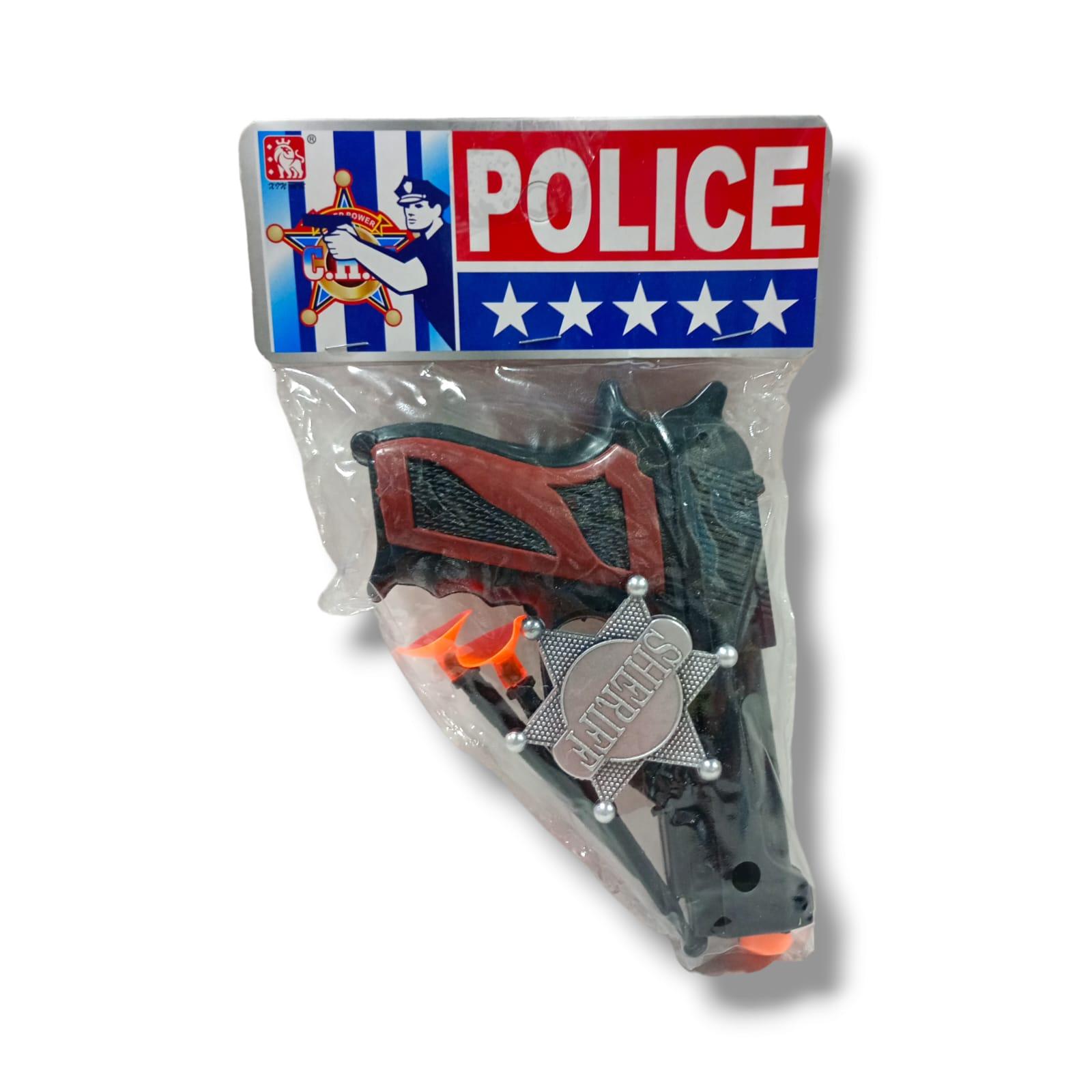 PISTOLA LANZA DARDOS + ESTRELLA DE SHERIFF 16CM