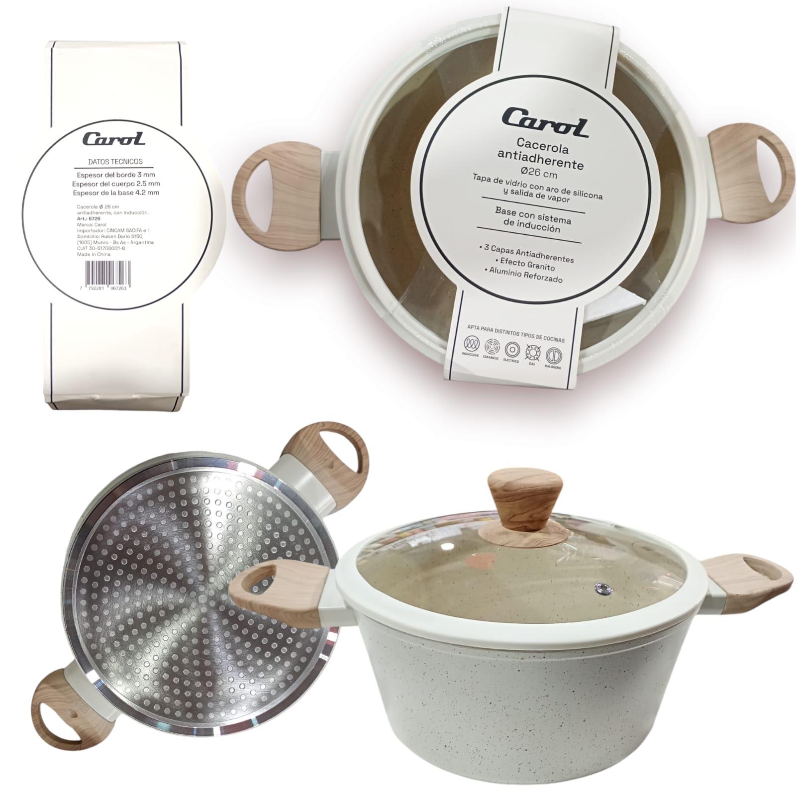 CACEROLA ANTIADHERENTE EFECTO GRANITO CAROL COLOR BEIGE N*26