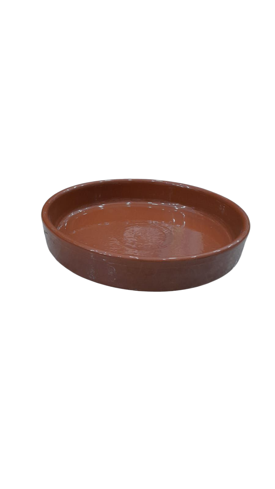 BANDEJA/FUENTE REDONDA DE CERAMICA ESMALTADA 23CM COLOR LADRILLO