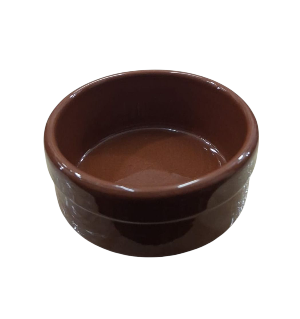 COMPOTERA ESTILO CAZUELA CERAMICA ESMALTADA COLOR LADRILLO 8CM