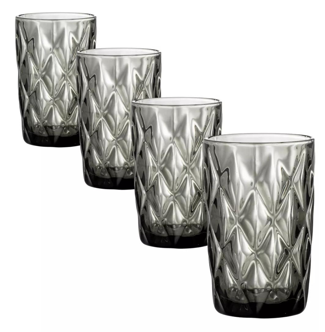 VASO VIDRIO ROMBO GRIS 350ML