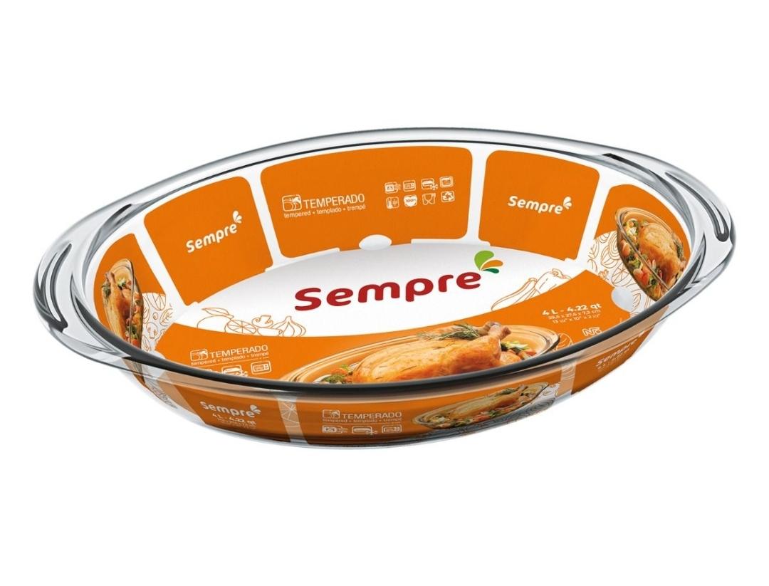 BANDEJA/FUENTE VIDRIO OVALADA 4LTS LINEA SEMPRE
