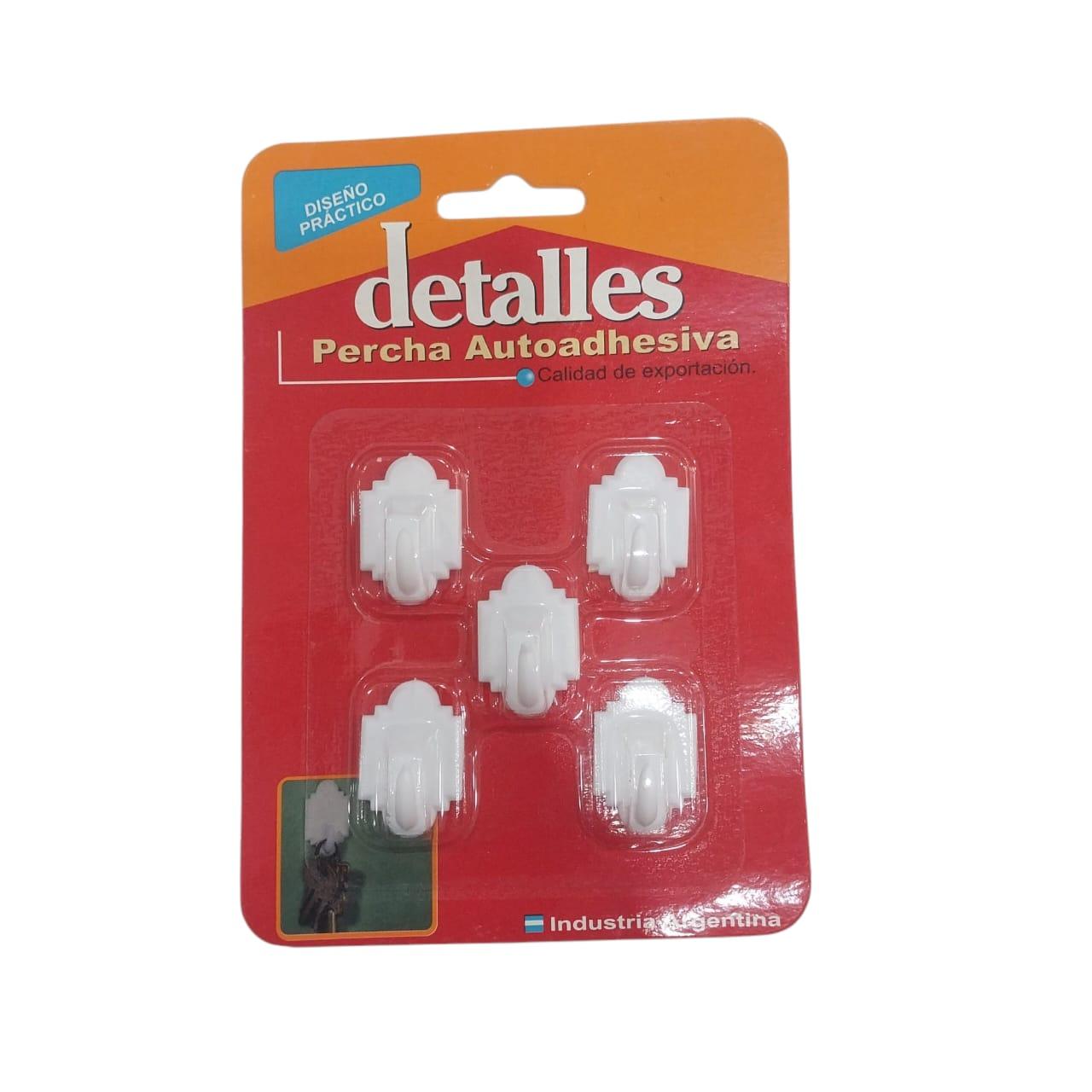 GANCHO ADHESIVO X 5 UNIDADES PLASTICO
