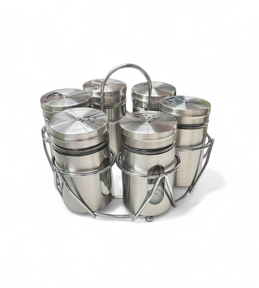 SALERO SET X 6 ESPECIEROS CON BASE METALICA