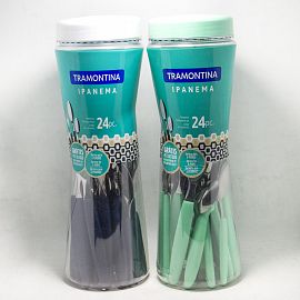 CUBIERTOS TRAMONTINA SET X 24 PIEZAS EN FRASCO PLASTICO REUTILIZABLE