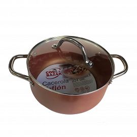 CACEROLA TEFLON ANTIADHERENTE COLOR COBRE N*24