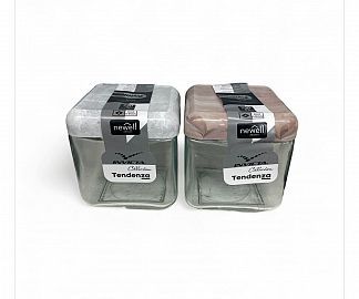 FRASCO VIDRIO CUADRADO 0.75LTS TAPA BLANCA/MARRON 