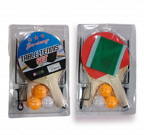 PALETA DE PING PONG CON SOPORTE RED Y 3 PELOTAS