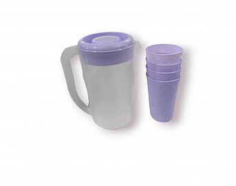 JARRA PLASTICA CON TAPA 2250CC+4 VASOS